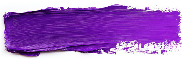 Vivid purple paint brush stroke on a white background showcasing artistic expression and creativity