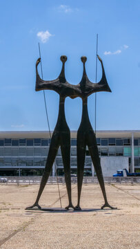 Brasilia, Distrito Federal, Brazil &ndash; October 14, 2022, The Warriors sculpture in Brasilia, commonly known as the candangos (Os Candangos) by Bruno Giorgi,