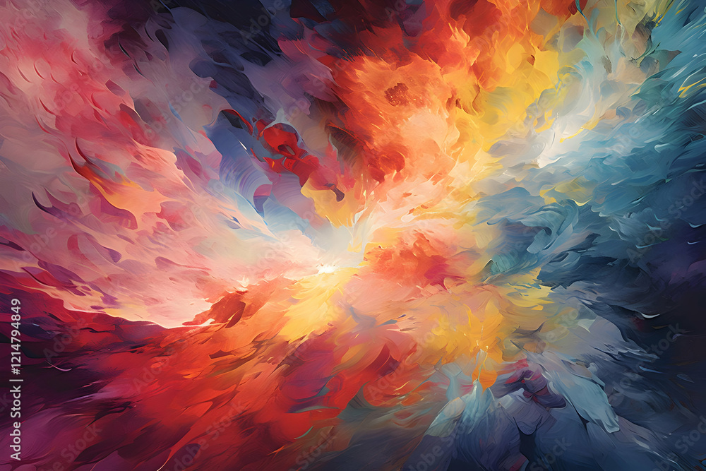 Poster abstract background displays vibrant colors and dynamic brushstrokes with energetic movement and tex