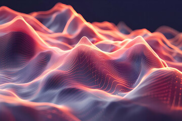 Obraz premium Abstract 3D landscape forms rolling hills with a dotted texture and soft glow elegantly.