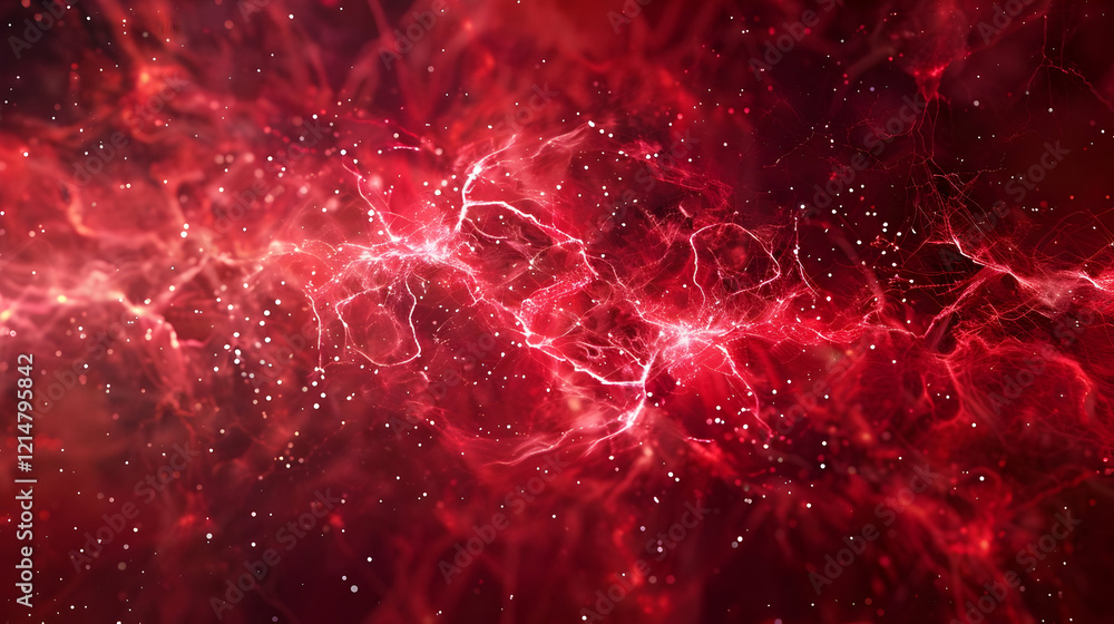 Aufkleber red abstract background creates a dynamic and energetic visual with swirling smoke and particles