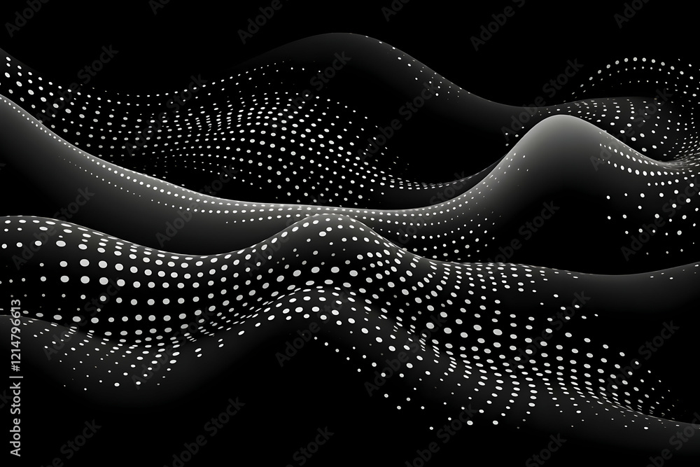 Poster abstract black and white dotted wave pattern background flows smoothly with elegance.