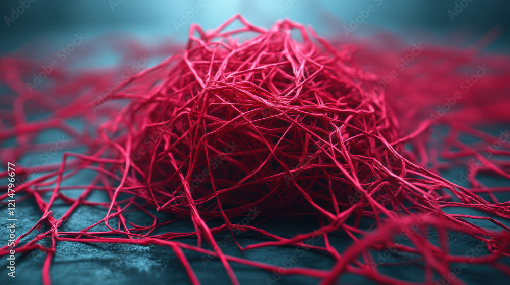 Poster metaphor, a high-fidelity image visualizing the concept of being trapped in a metaphorical web of li