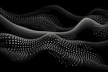 Fototapeta premium Abstract Black and White Dotted Wave Pattern Background Flows Smoothly with Elegance.