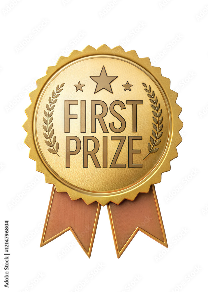 Poster Golden badge for first prize winner. isolated on transparent background with a clipping path