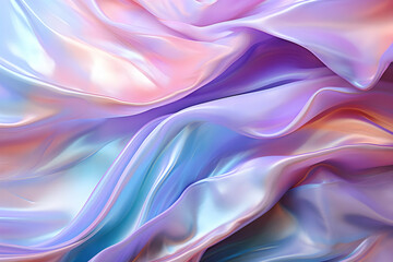 Obraz premium Abstract Background with Flowing Iridescent Cloth Creates Dynamic Visuals, Seamlessly Blending Colors