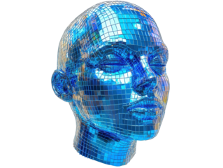 Isolated Blue Disco Ball Head