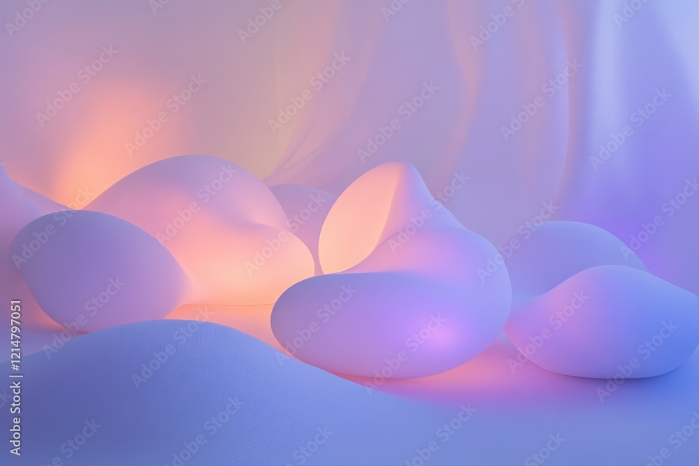 Aufkleber soft glowing shapes create a serene atmosphere in a pastel-colored setting