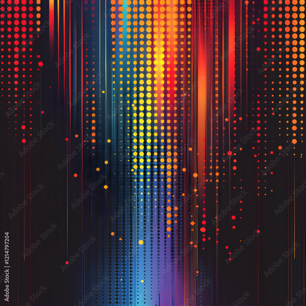 Poster Abstract Background Displays Colorful Vertical Lines and Dots with Gradient Hues Dynamically.