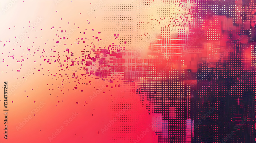 Aufkleber abstract pink and purple background with squares and dots creates a dynamic visual
