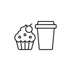 Drink and cupcake set food icon with a minimalist and elegant look, perfect for food delivery apps, cafe illustrations, and sweet treat packaging