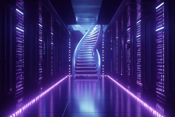 Fototapeta premium Futuristic Lab with Neon Lighting and Sleek Design