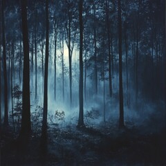 Fototapeta premium Mysterious Pathway Through a Forest at Night