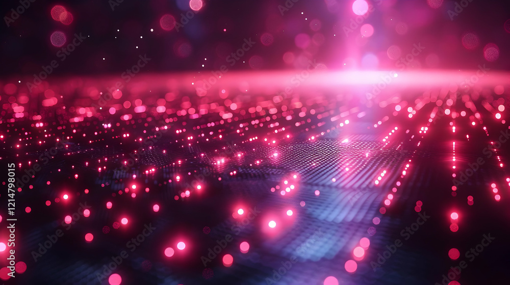Poster abstract pink and purple background with glowing particles and light rays creates dynamic visual des