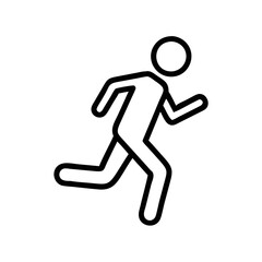 Simple Black Vector Icon of a Running Person, Minimalist Design, Fitness and Motion