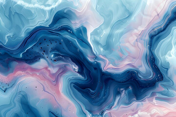 Abstract background features blue, pink, and white swirls smoothly and gracefully, creating an artistic visual.