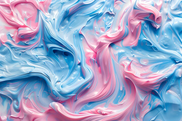 Obraz premium Abstract Swirls of Pink and Blue Paint Create a Dreamy Background Texture.