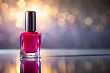 Closed Nail Polish Bottle with Copy Space - Beauty Product Stock Photo