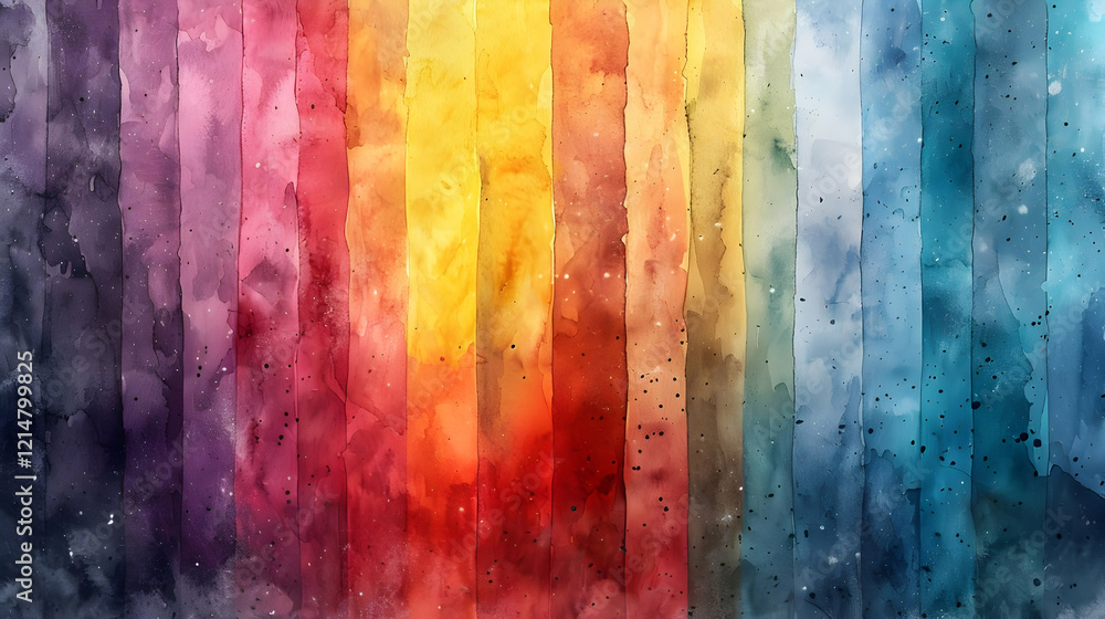 Poster watercolor stripes blend seamlessly across the spectrum creating a vibrant and artistic backdrop.