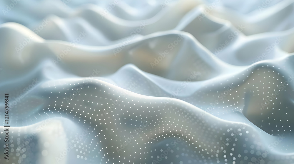 Aufkleber abstract 3d white wavy surface with dots creates a smooth and flowing texture