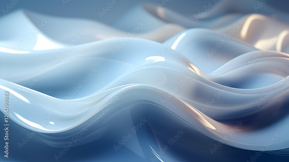 Poster abstract 3d background forms soft blue wavy shapes with subtle highlights