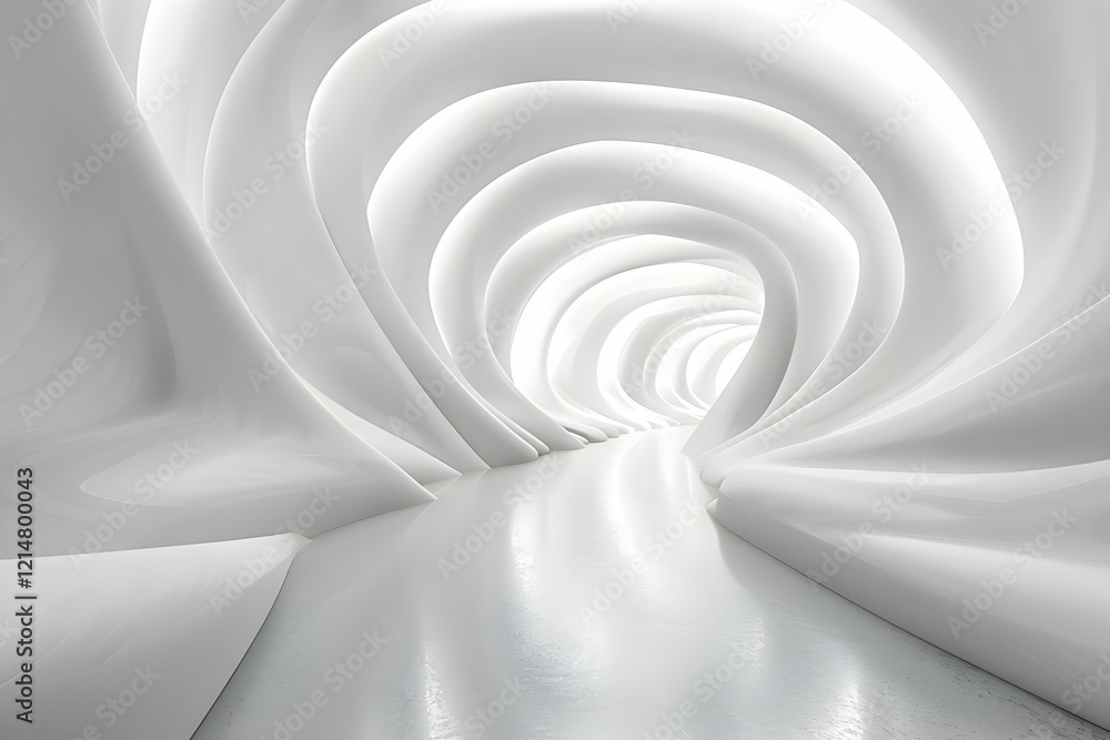 Poster white abstract tunnel creates an elegant and futuristic space with smooth curves