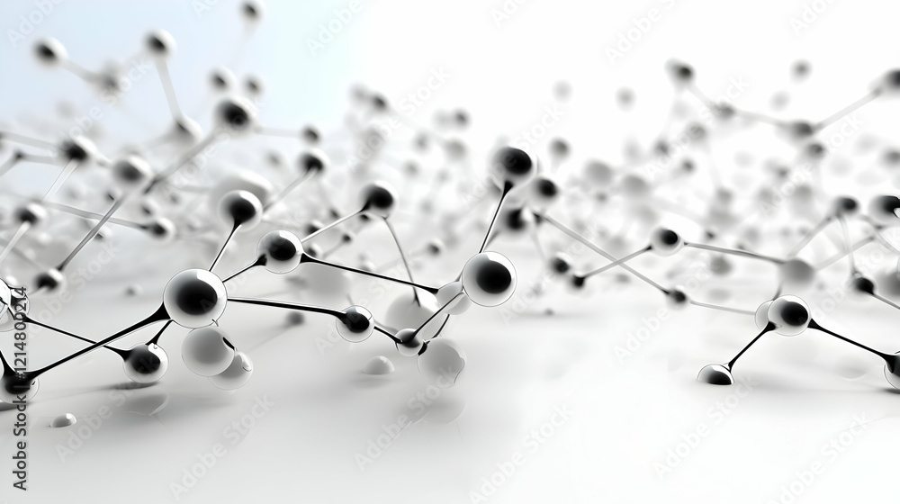 Aufkleber abstract 3d render of molecular structure with spheres and connecting rods on white surface