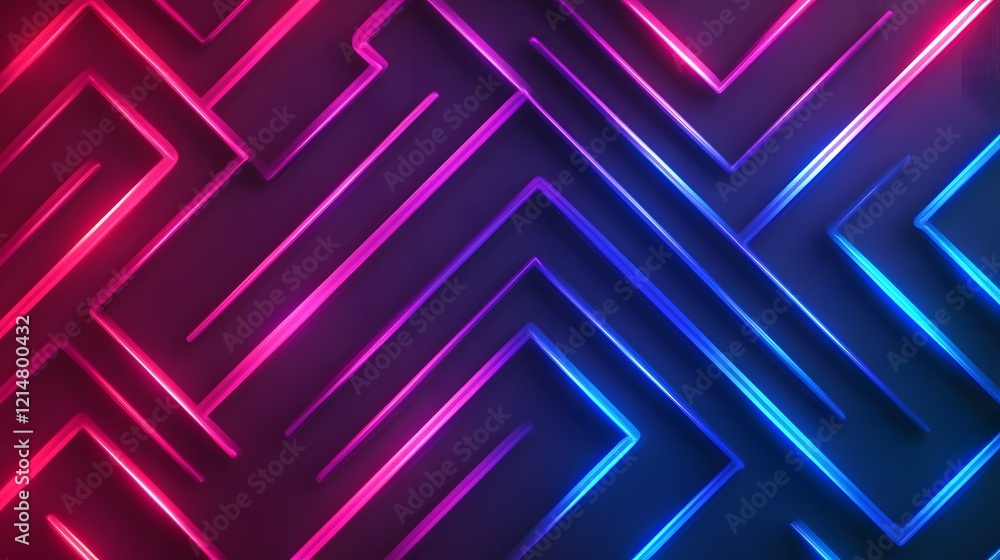 Poster futuristic neon grid abstract background with glowing geometric patterns