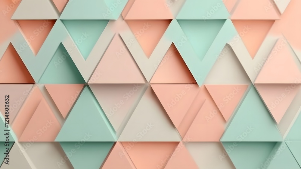 Aufkleber muted pastel toned geometric layered triangular abstract pattern design