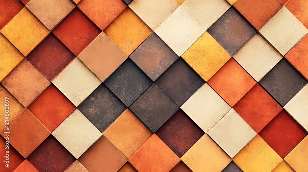Aufkleber overlapping earthy-toned squares creating a modern mosaic pattern