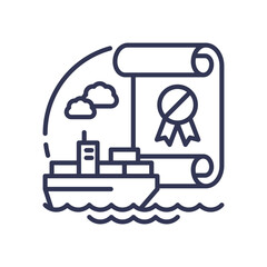 Ship and certificate symbolize regulatory compliance in maritime industry.