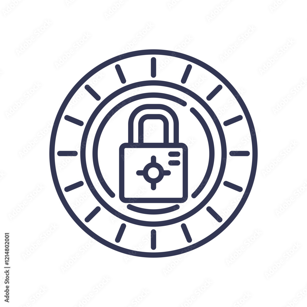 Poster a padlock within a circular shield symbolizes security and protection.