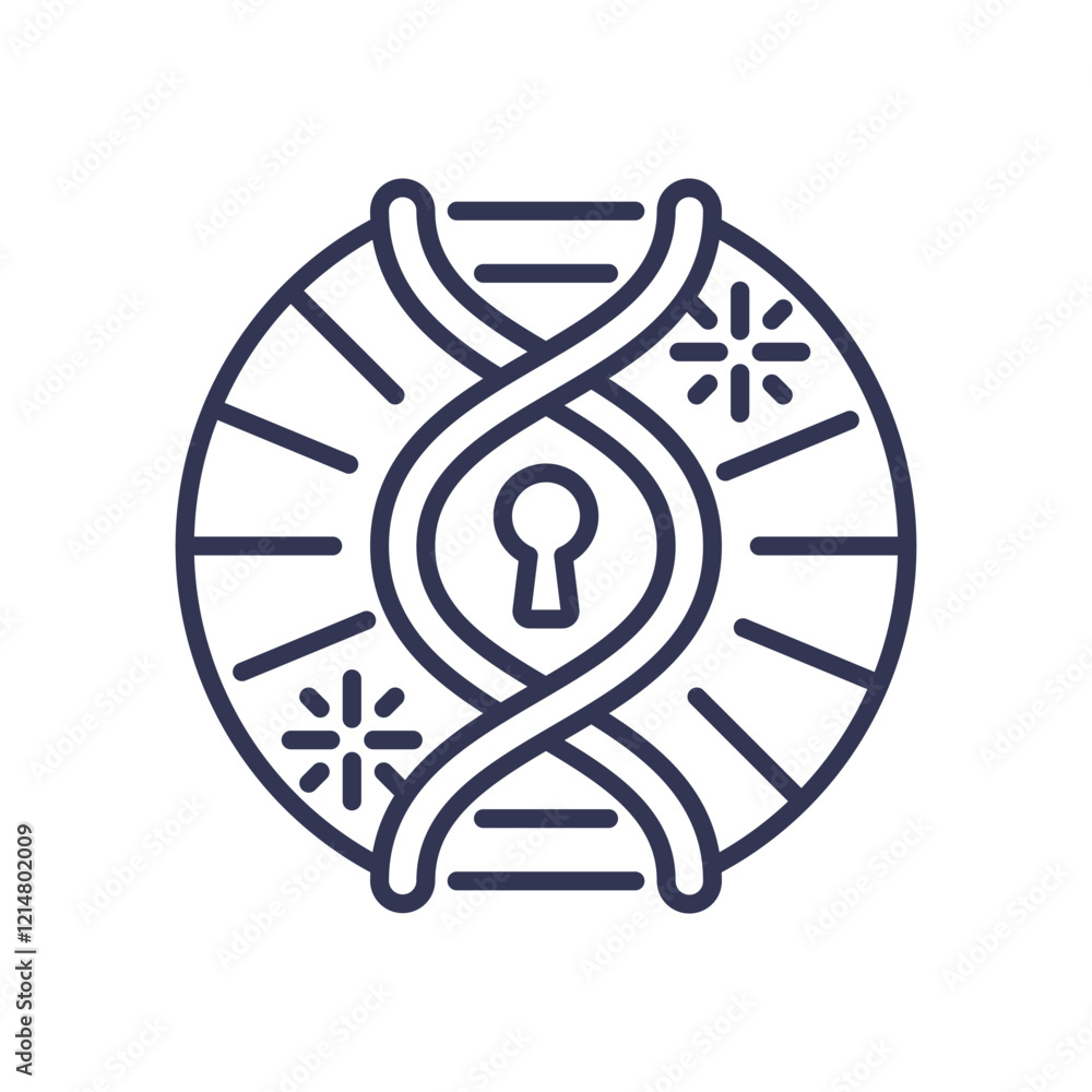Poster dna helix with keyhole symbolizes unlocking genetic code.