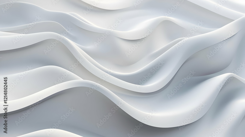 Poster abstract white background with soft waves flowing gently across the frame