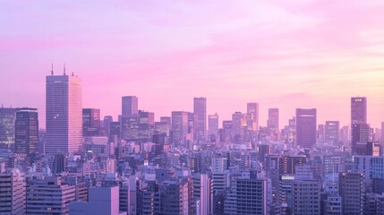 Obraz premium Vibrant Urban Tapestry: Majestic City Skyline with Multicolored Glowing Buildings, Cinematic Ultra-Detailed Image