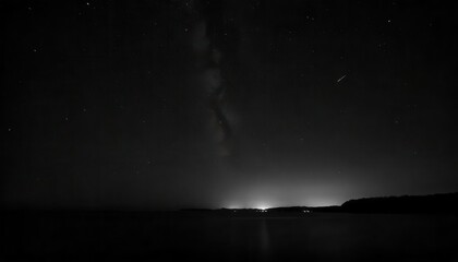 Fototapeta premium Serene Nightscape: Milky Way Galaxy Over Tranquil Waters