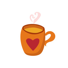 Cartoon cup with heart. Vector illustration