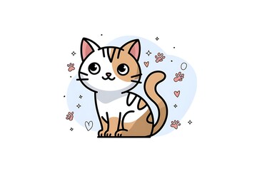 Fototapeta premium Cartoon cat with a heart on its chest