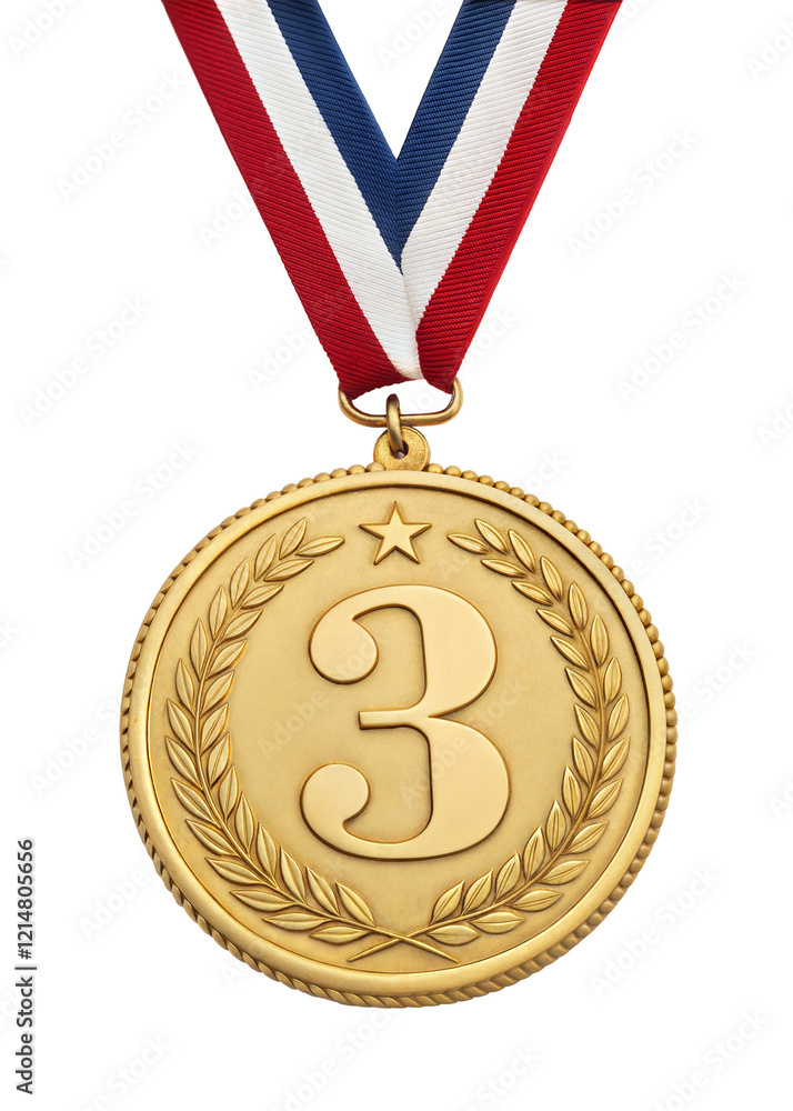 Poster gold medal for third winner, isolated on transparent background with a clipping path