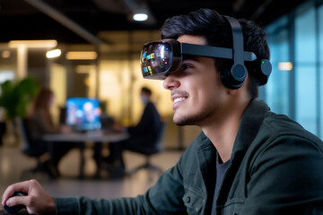 P A young Hispanic male virtual collaborator