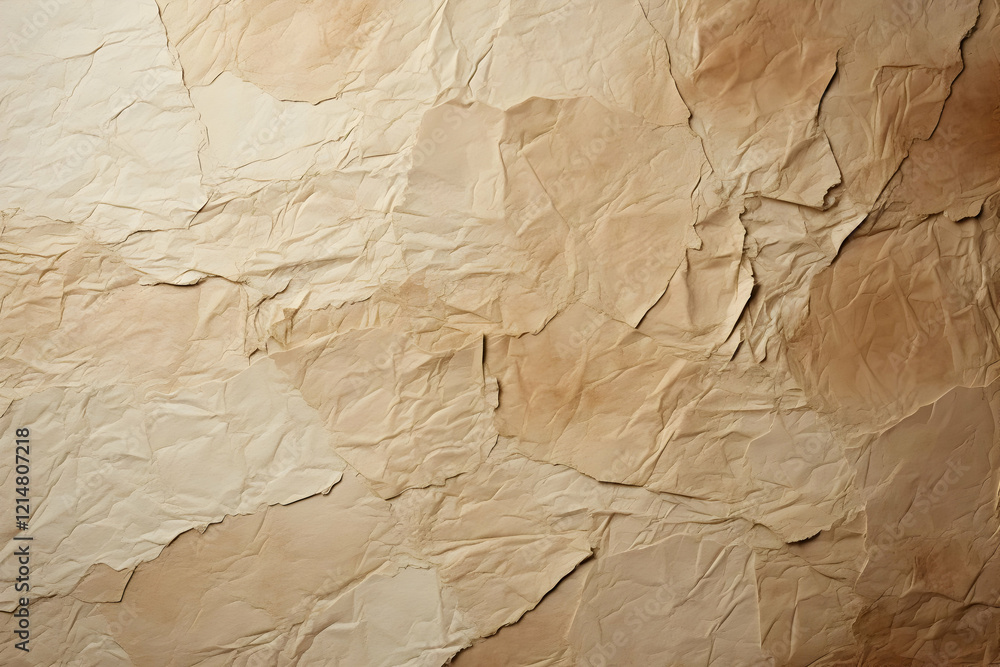 Poster crumpled paper texture forms an abstract background with wrinkles and folds.