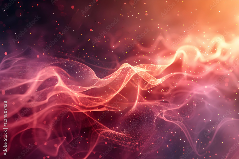 Poster abstract background flows with sparkling particles and light flares beautifully