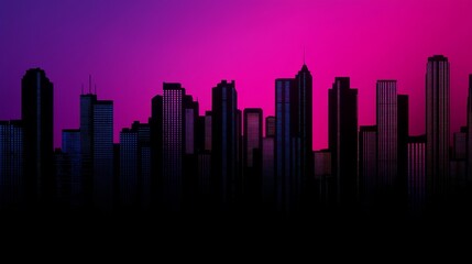 Fototapeta premium Urban Duality: Old Low-Rise Buildings Silhouetted Against Vibrant Modern Towers in Cinematic Contrast