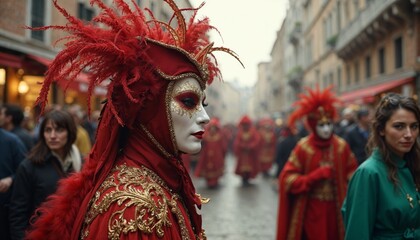 Fototapeta premium Traditional Carnival Mask in Venice, Italy. Concept of culture, festival, and celebration.