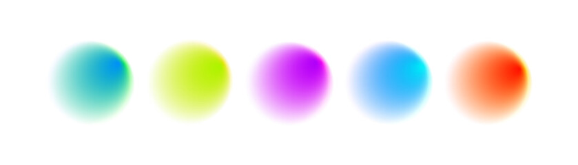 Color circle gradient noise gradation. Abstract watercolor blur mesh shape on white background. Gradient aura, grain neon blob with noise effect vector illustration.