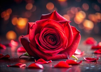 Close-Up Red Rose Petals Blowing in the Wind - High Depth of Field Stock Photo