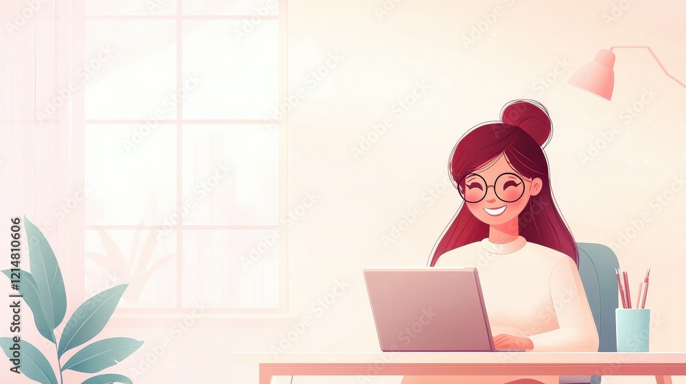 Poster a smiling agent working from home with a professional setup.