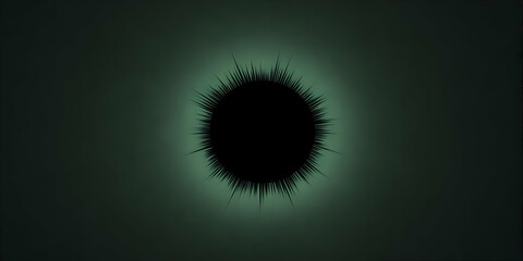 Dark Spiky Circle on a Green Gradient Background Creates a Dramatic Visual.