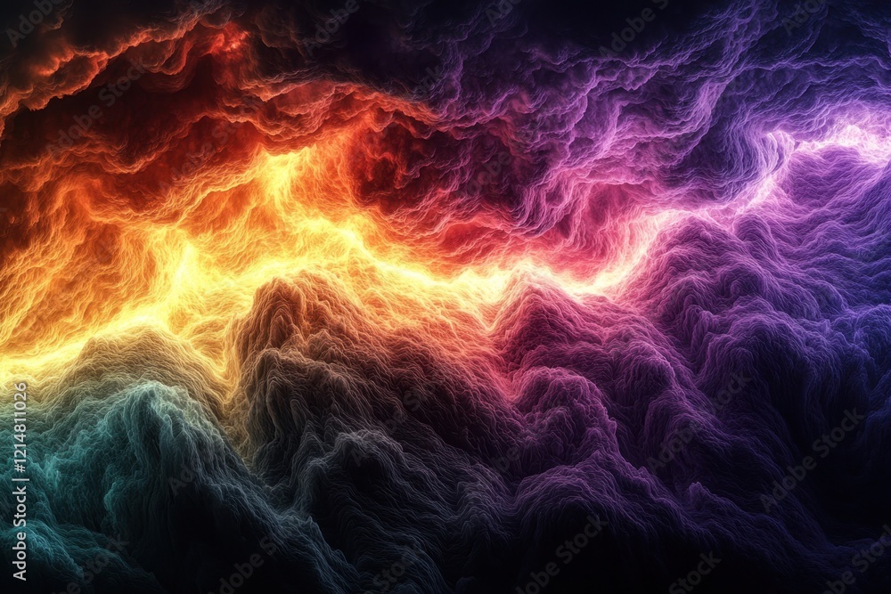 Poster colorful abstract clouds with vibrant hues in swirling patterns during digital art creation
