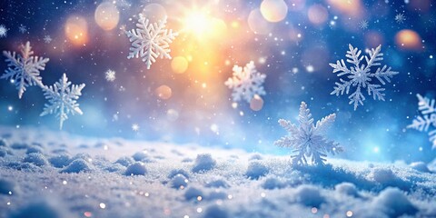 Naklejka premium Winter Wonderland: Soft Snowflakes Falling on White Background - Low Light Photography